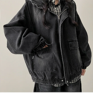 Delt Boxy Fit Two-Way Denim Hooded Jumper
