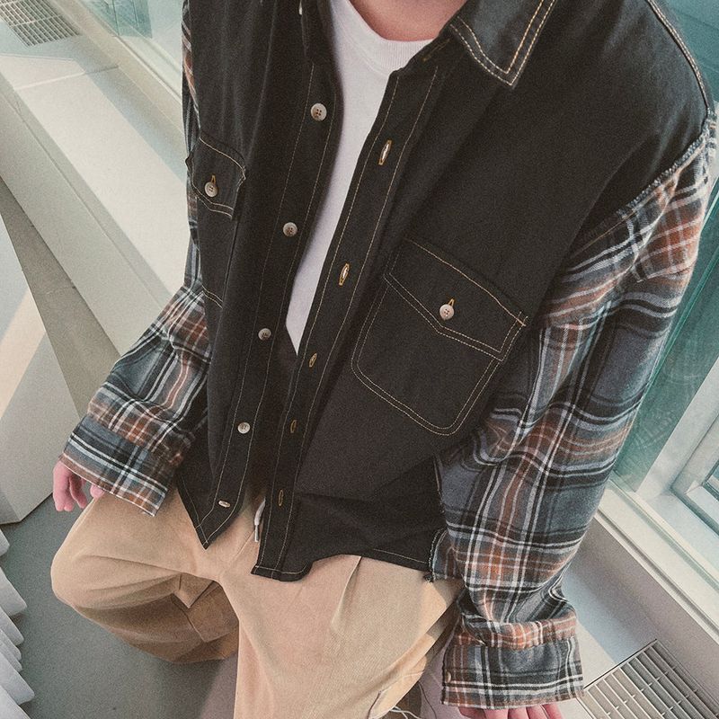 check block cotton shirt_black