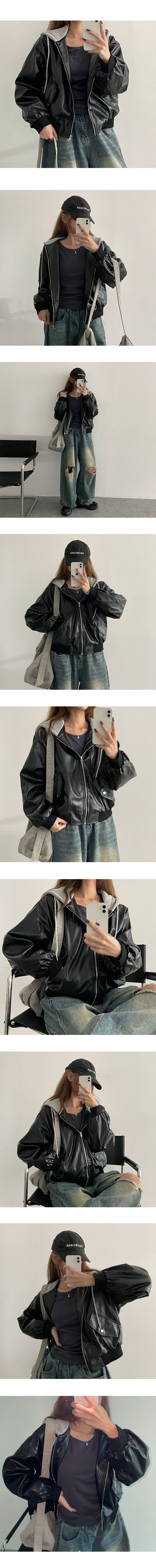 Vinem Color Hooded Leather Jumper