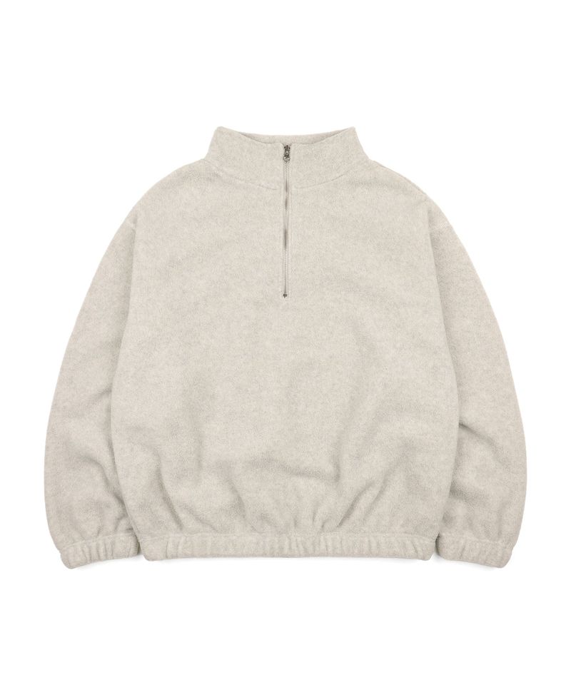 Oversized fleece half-zip - Beige