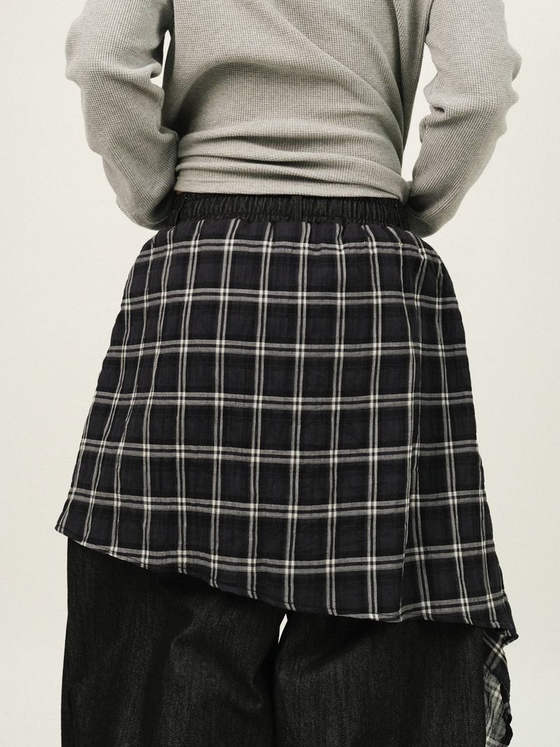 SE Non-fade Check Layered Denim Pants