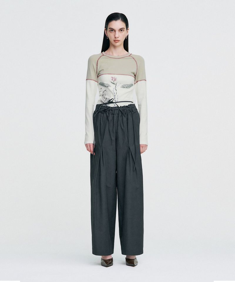 KIMZISU（キムジス）の「Ribbon Tied Wide Pants _ GREY（Pants）」