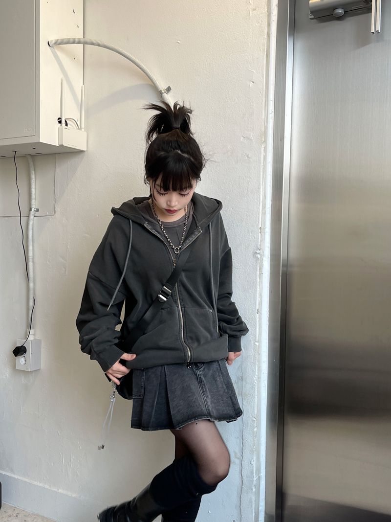 Rivet Pigment Hood Zip-Up