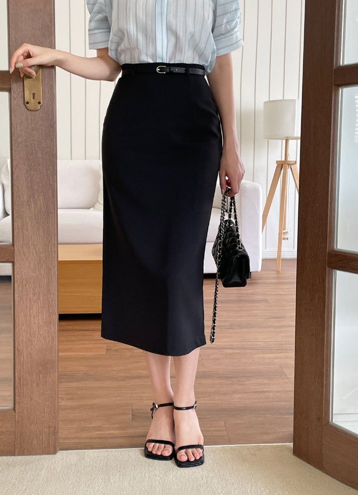 iam mari（アイアム マリ）の「Billy Slit H-Line Long Skirt (Belt Set)（Skirts）」