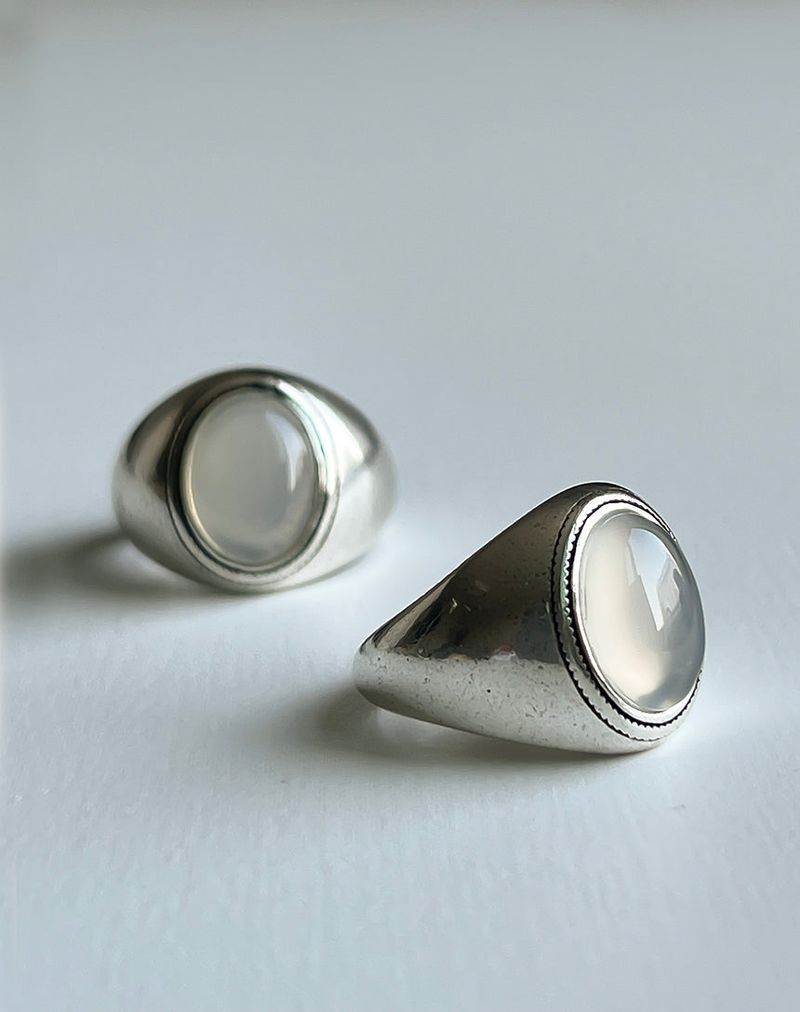 Gray onyx open ring