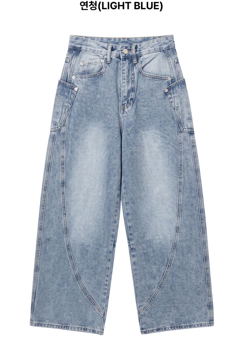 Jeff Big Pocket Washed Curved Jeans