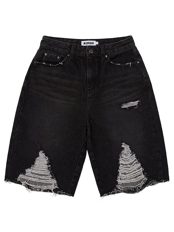 KIRSH（キルシー）の「DAMAGE HALF DENIM PANTS [BLACK]（Pants）」