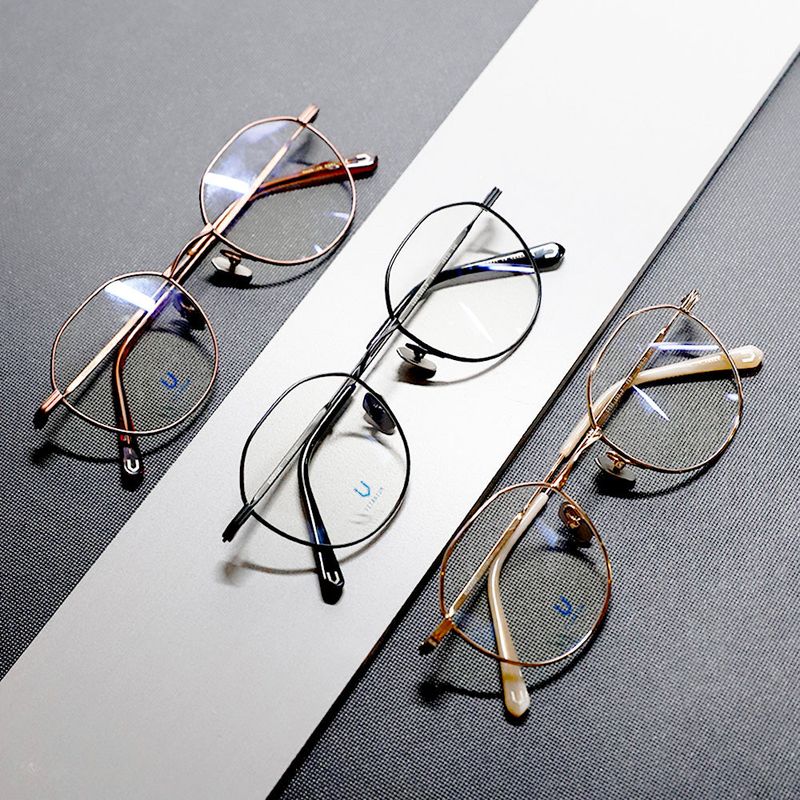 Knouun Round titanium glasses CODE. 101. D Pink Brown