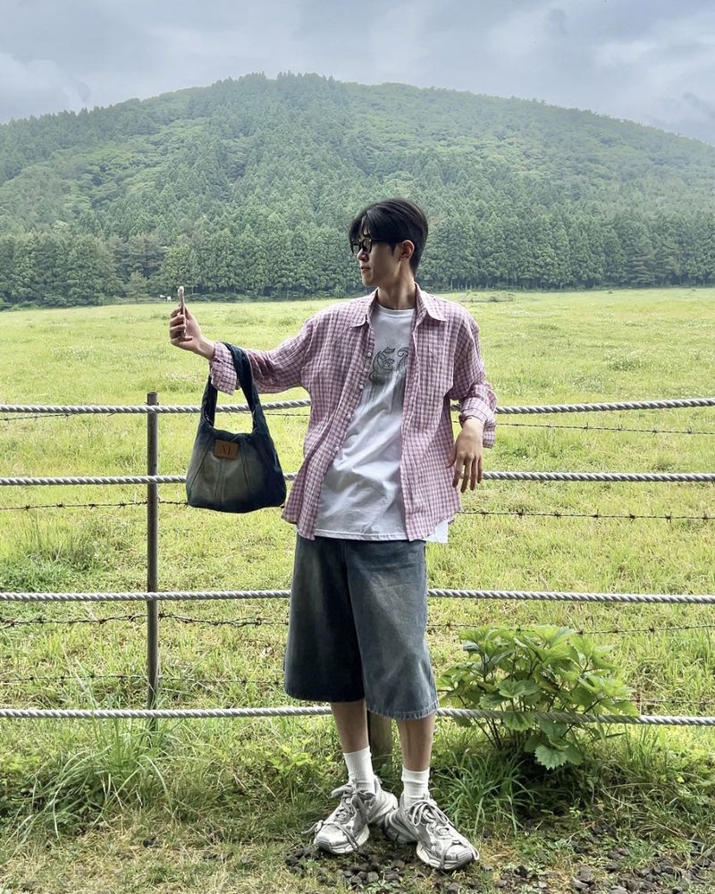 Russ check linen shirts