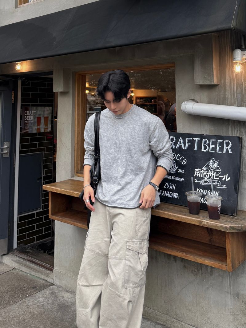マティ スラブ カット ロングスリーブ Tシャツ