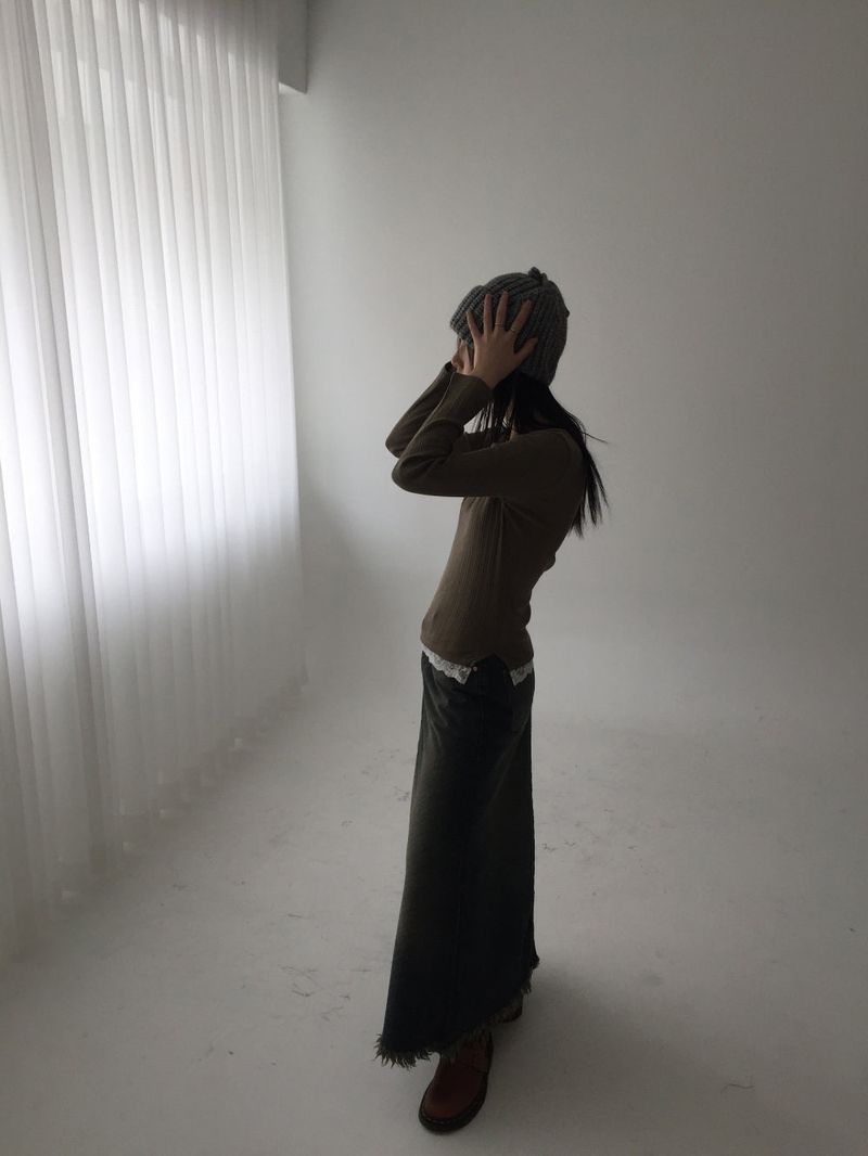 Denim maxi surgical long sk