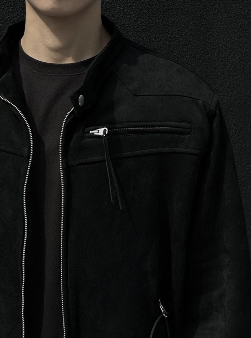 (MADE) ONE PICK WESTERN BIKER SUEIDE JACKET-BLACK