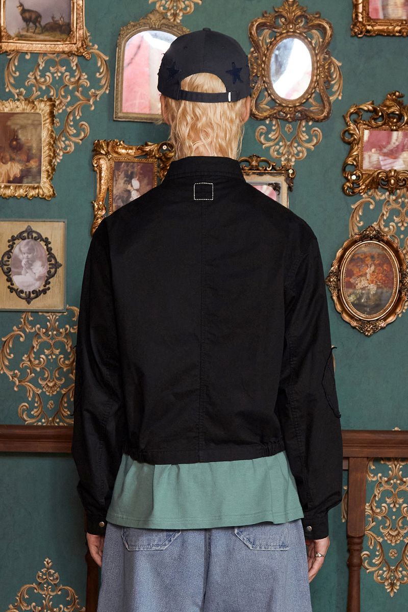 POCKET ARGYLE SHORT JACKET / BLACK