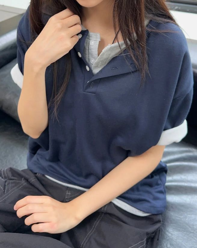 Para Soft Henley Neck Short Sleeve Tee
