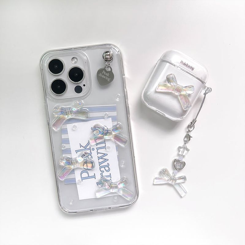 Bubble ribbon airpod clear hard case (airpods case)