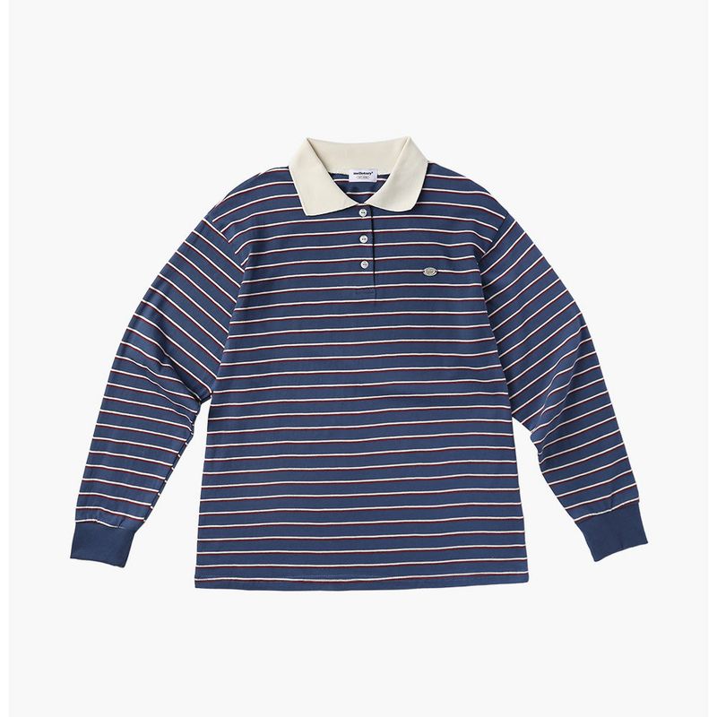 STRIPE COLLAR T-SHIRT (Blue)