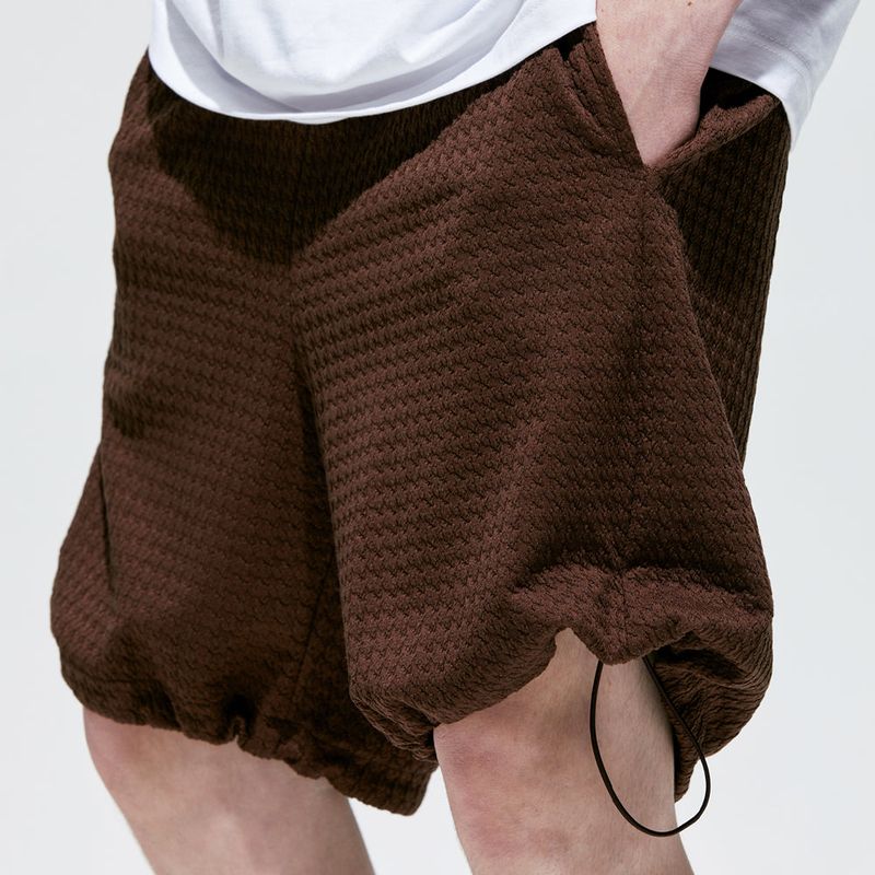 2way waffle half banding pants brown