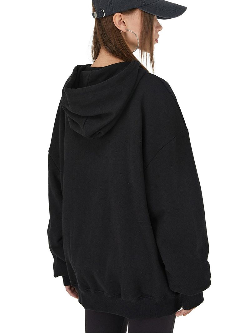 [IHD002-1] SIGNATURE GRAPHIC HOOD ZIP UP BLACK
