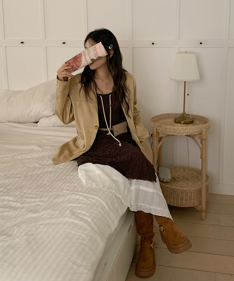 line suede buckle slouch long bootS