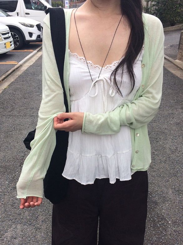Robit Lace Flare Frill Sleeveless Blouse