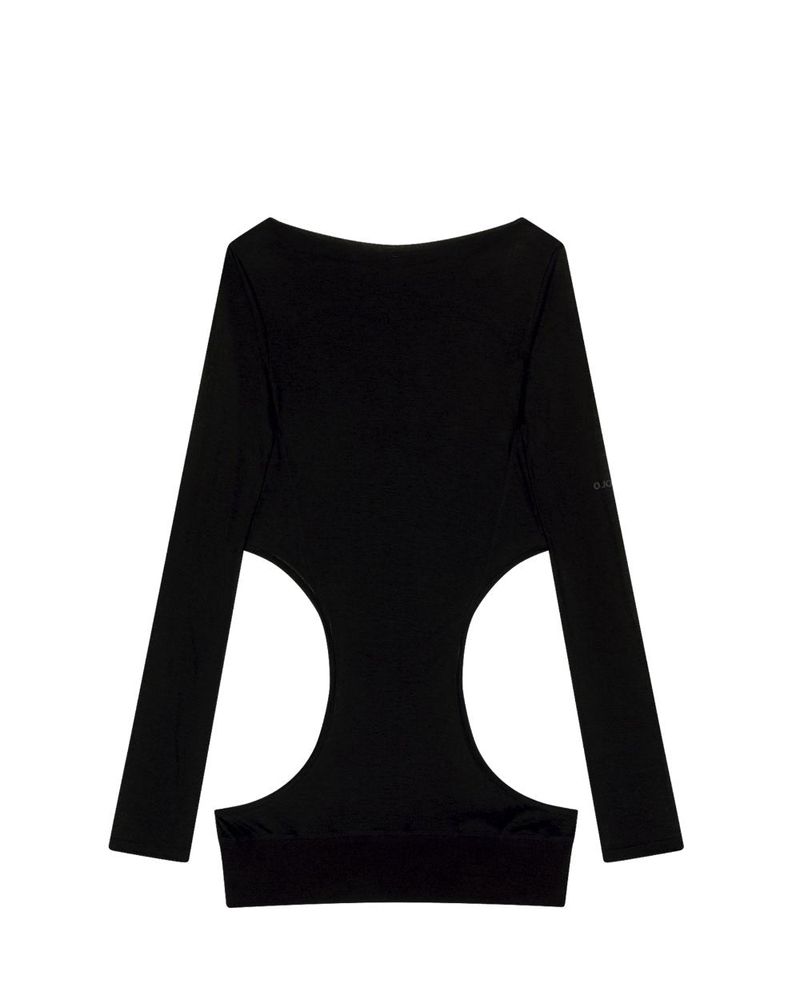 Curved Cut Layered Tee / Black