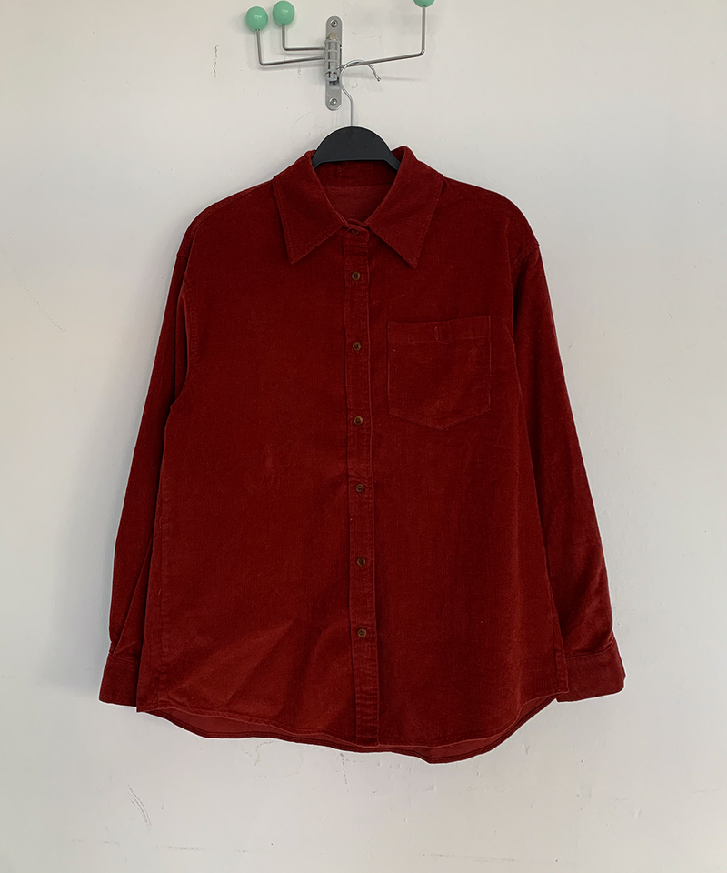 Corduroy Collar Shirt Shirt Blouse Basic Item Cotton
