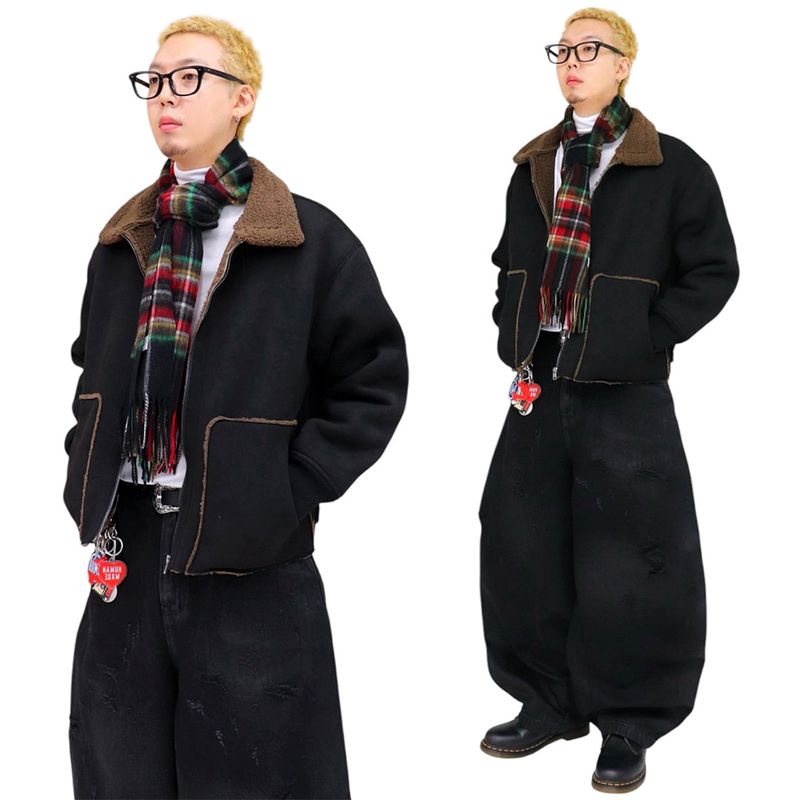 Christmas wool check muffler