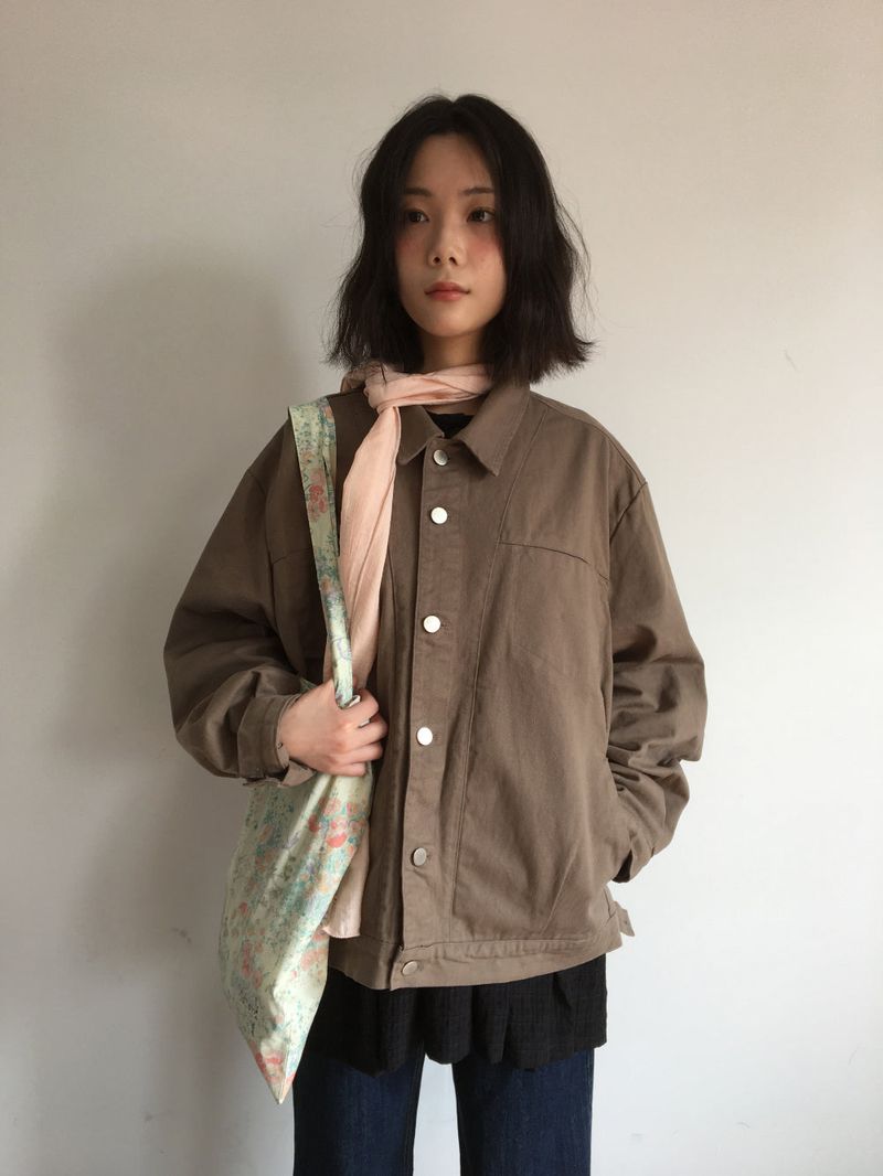 Wood trucker collar jacket (2color)