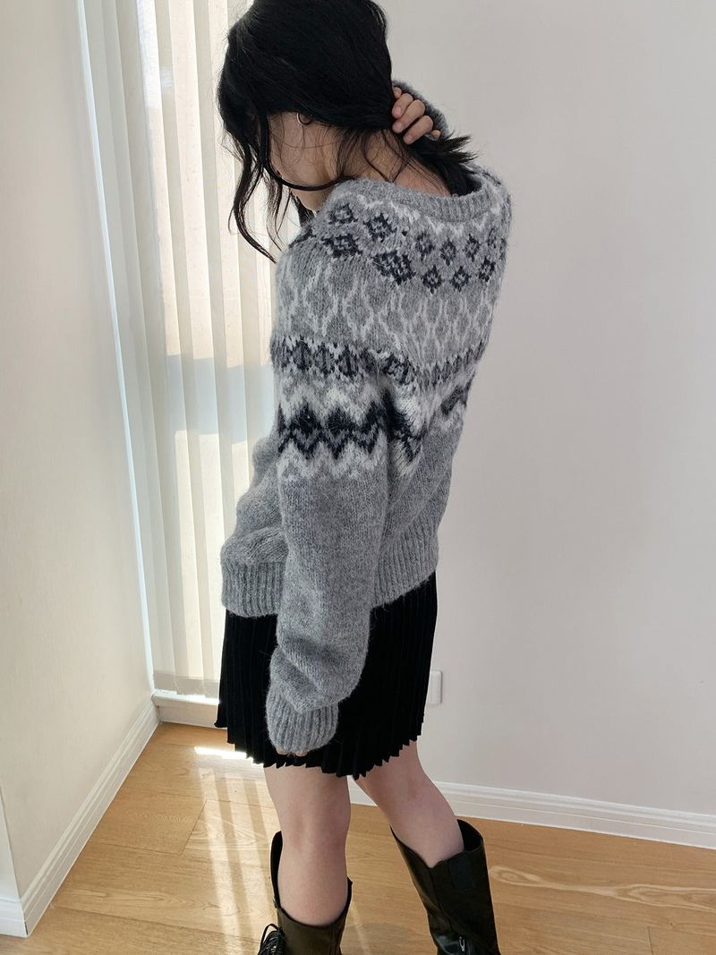 Irish Round Loose Fit Long Sleeve Knitwear