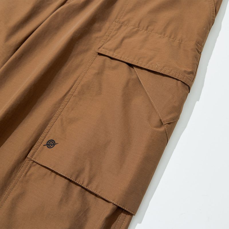 Nylon RIB Wide Pocket Pants - CAMEL