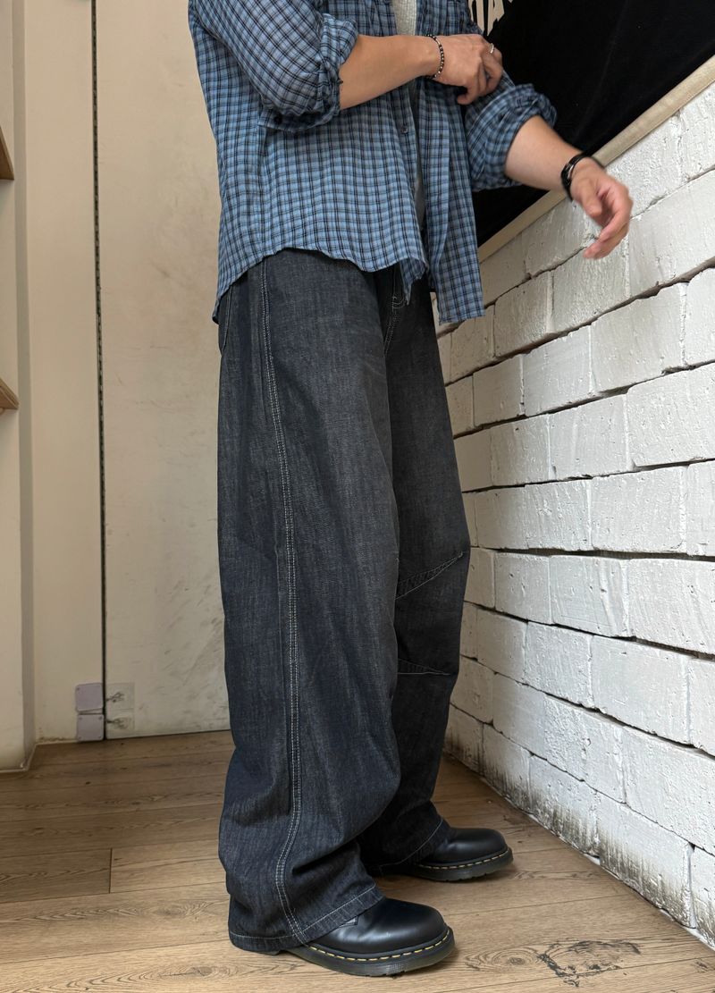 Linen pav dart balloon black denim