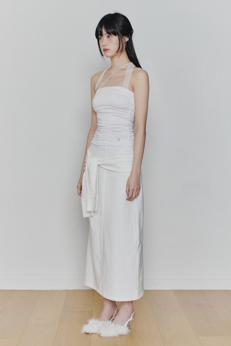 ANGEL SHIRRING TOP white