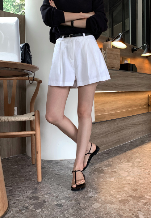 Ont A-line Two-Pintuck 3/4 Shorts / 4 Colors