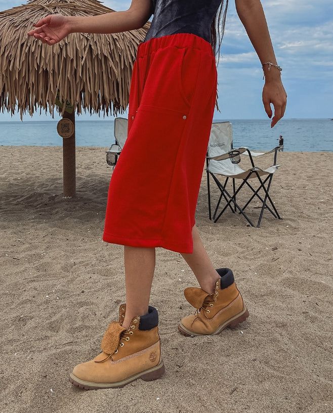 Tear Rivet Double Knee Bermuda Pants