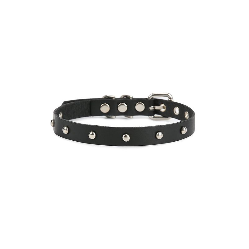 Stud Leather Choker - BLACK
