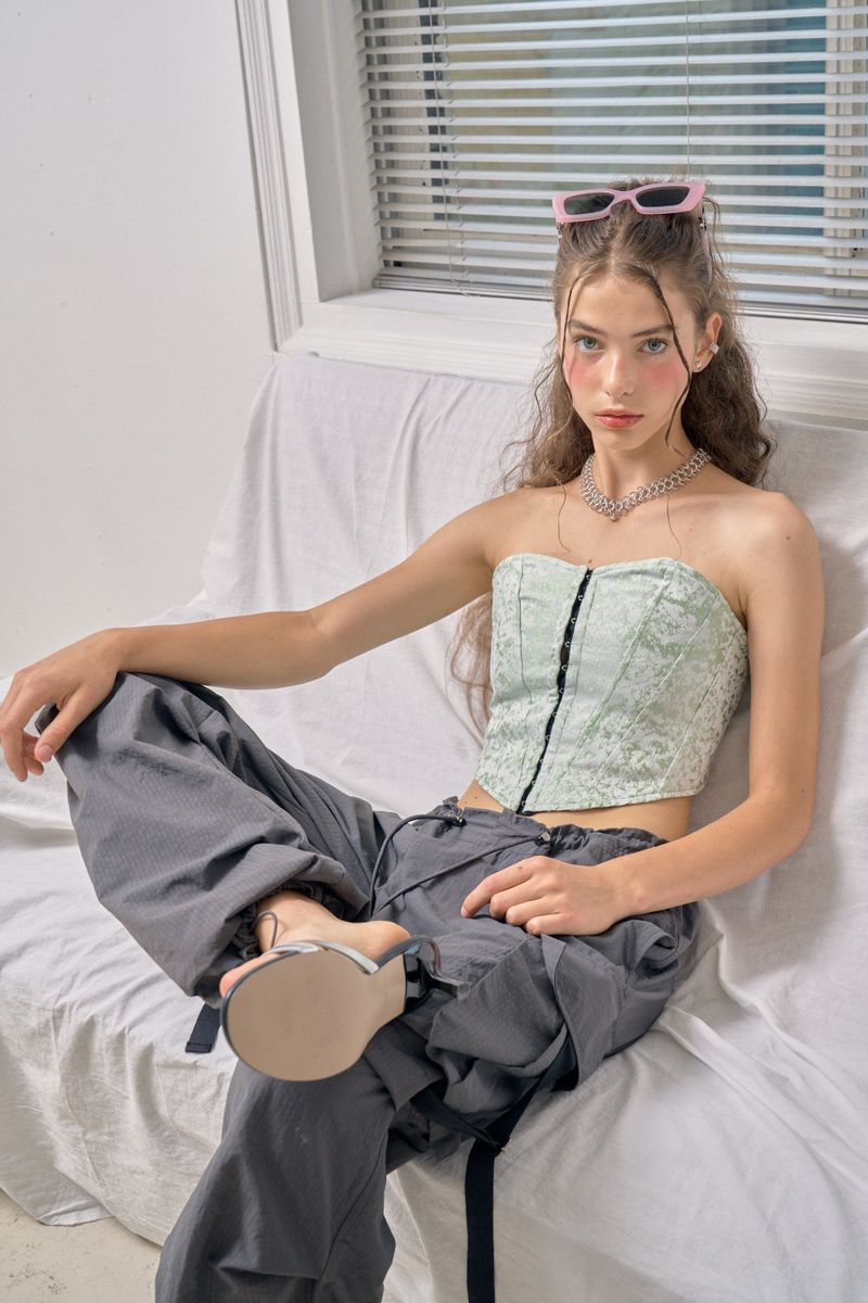 JACQUARD CORSET TOP (GREEN)