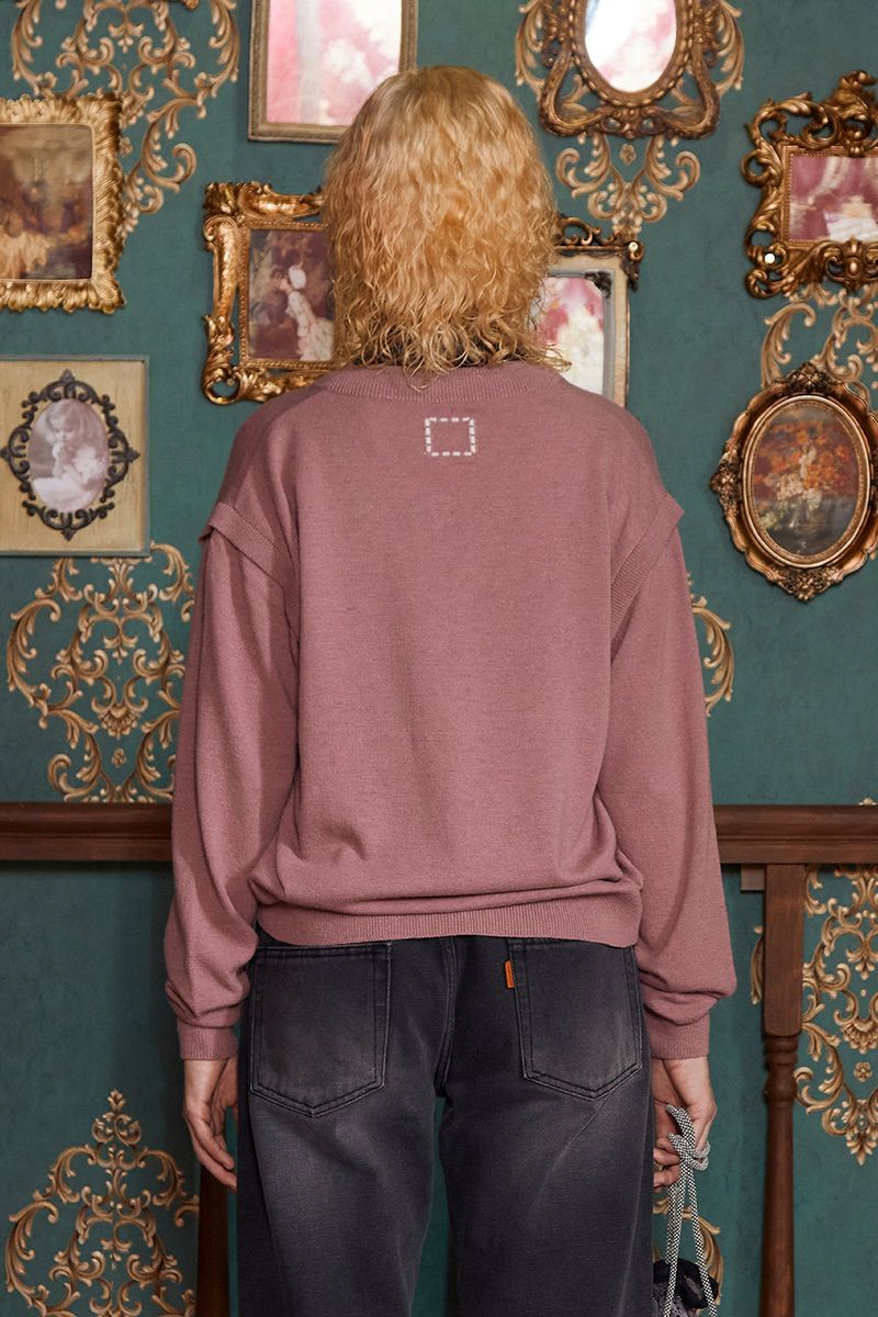 LAYERED V NECK KNIT / INDI PINK