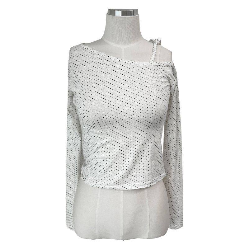 Mini Dot One Shoulder Long Sleeve Tee (4 Colors)