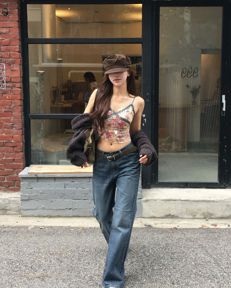 vintage olive cotton & leather L bag