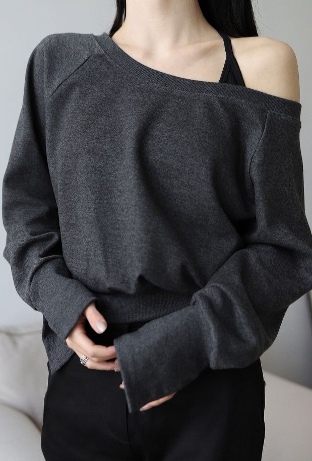 Soft button sleeve sweatshirt