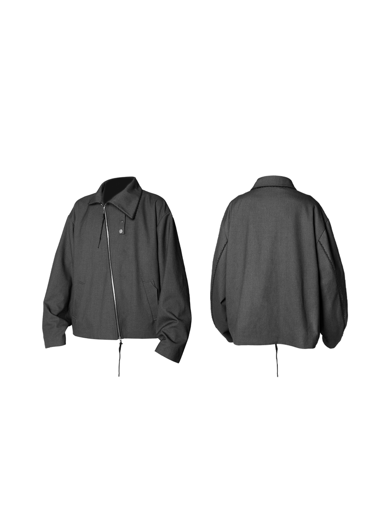 RELABEL Spatial Relations (Edges) Large Collar with Lace Trim Double-Breasted Slanted Placket Silhouette Jacket