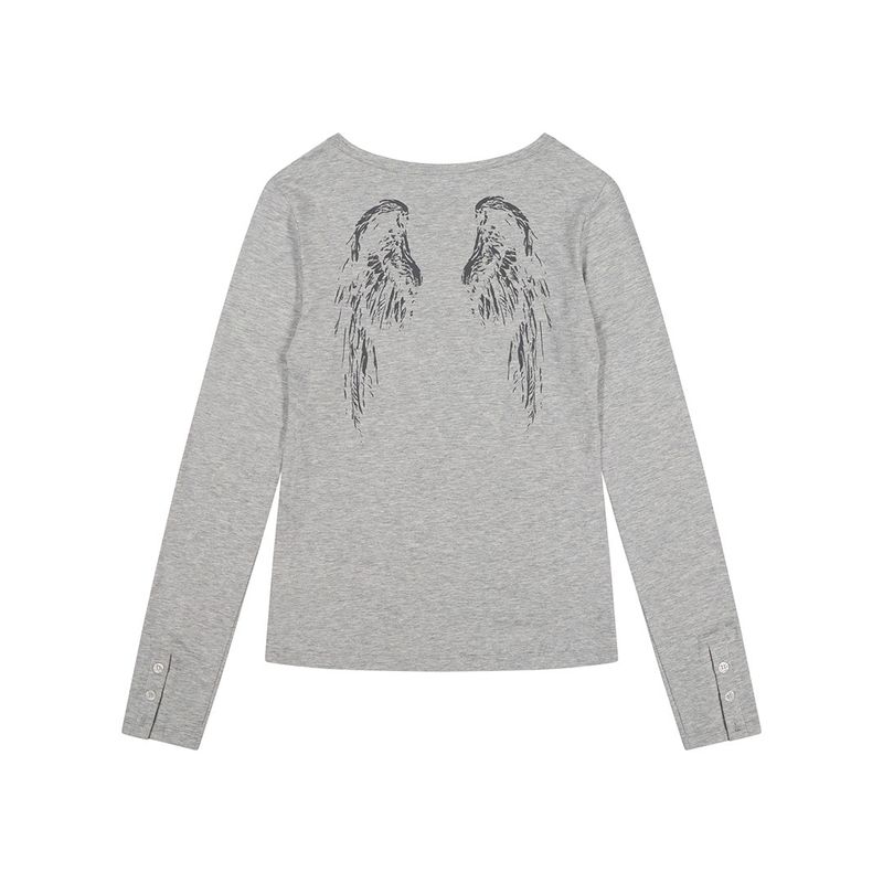 (DUC) GA Henley-Neck Long Sleeve Gray
