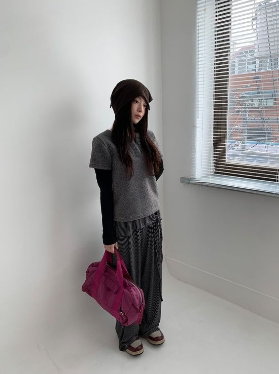 Maena Boucle Layered Short Sleeve Knit
