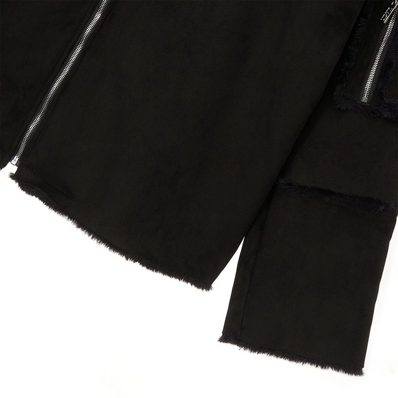 [ULKIN] Oversized Fur Suede Jacket_Black