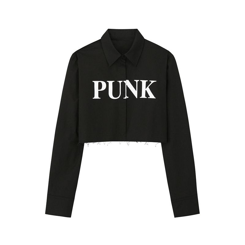 0 1 punk crop shirt - BLACK