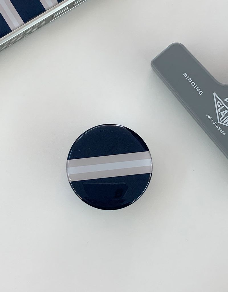 [MADE] ストライプアイボリー エポキシ MagSafe対応 スマホグリップ