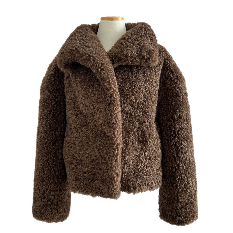 Teddy Hug Fuzzy High Neck Fur Jacket