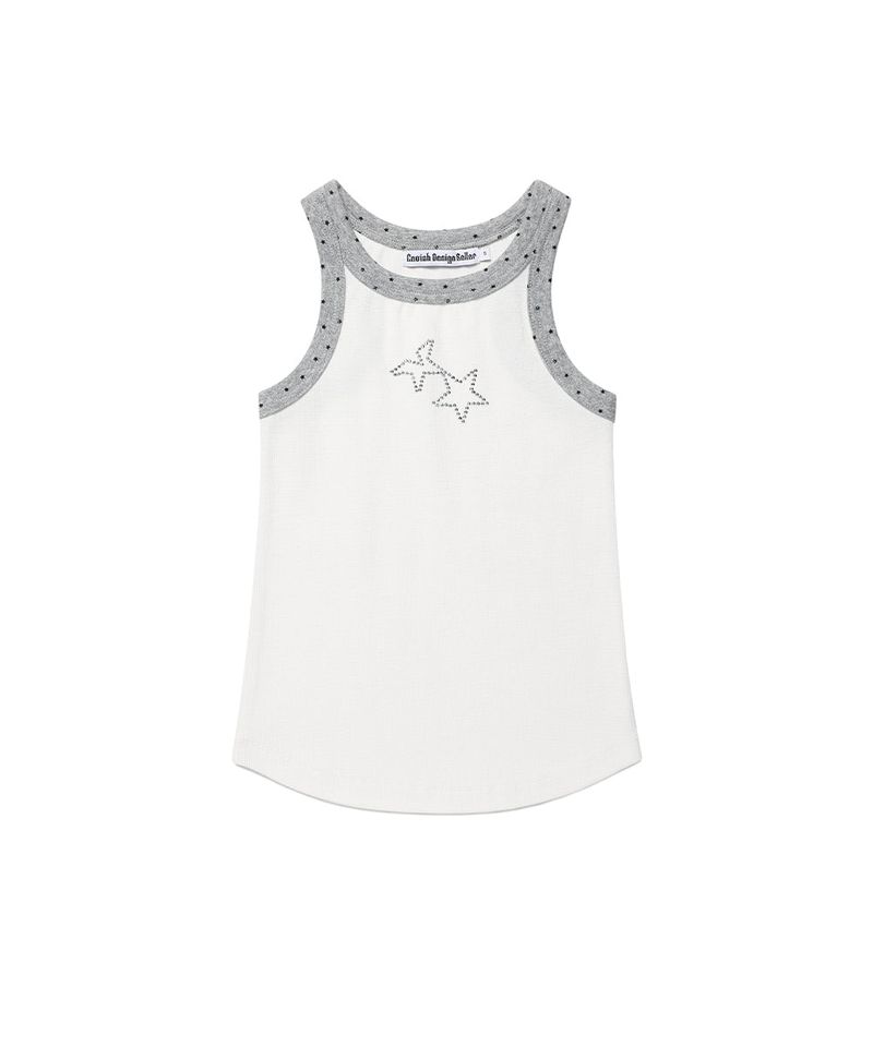 cavish（カビシ）の「TWIN STAR SLEEVELESS TOP WHITE(CV2GMFT582A)（Tops）」