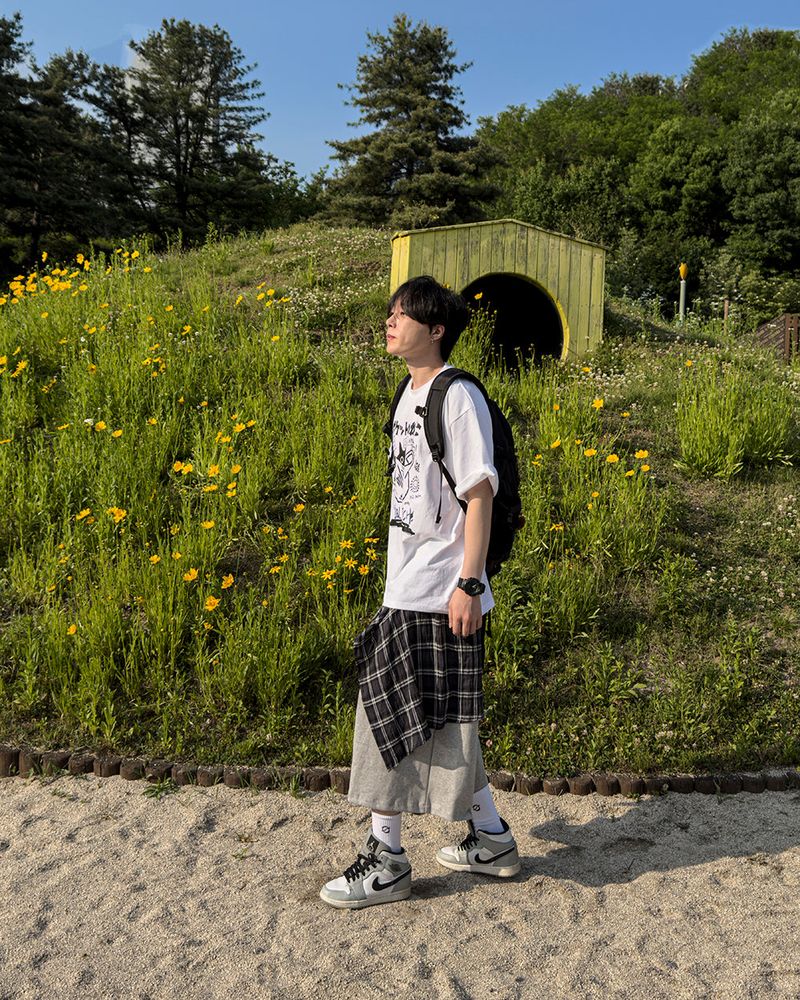 Lever Check Layered Bermuda Pants