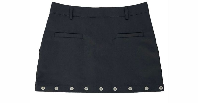 studded silver button skirt (2color)